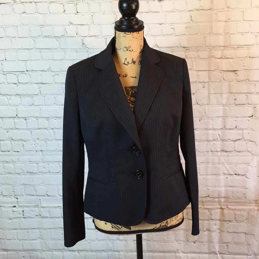 Jones Wear Dark Blue Pinstriped Blazer Jacket Size 10